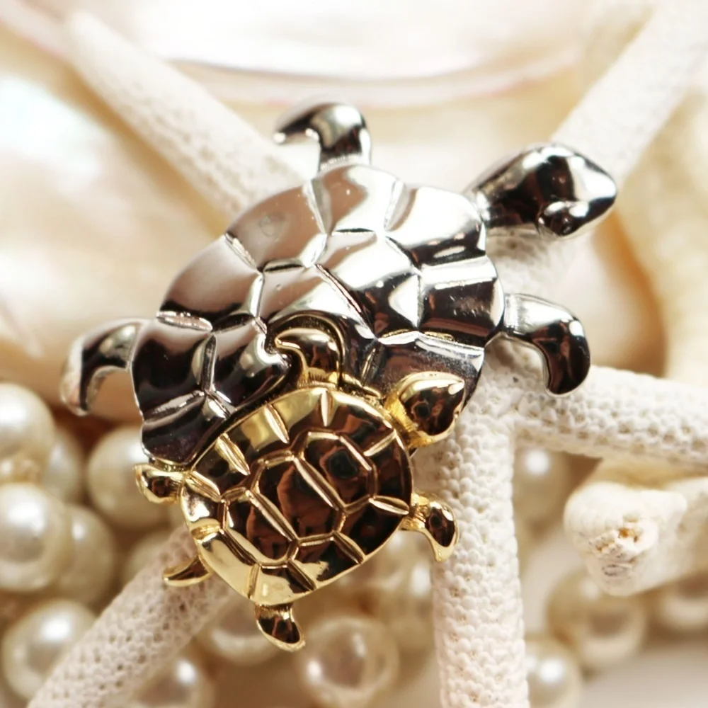 GOLD & SILVER PLATED LIZ CLAIBORNE TURTLE BROOCH